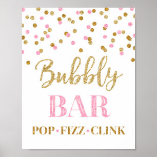 Poster Panneau de la barre de bulles en or rose