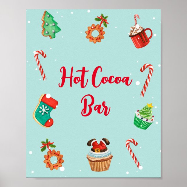 Poster Panneau de la barre de cacao chaud de Noël moderne (Devant)
