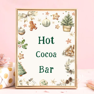 Poster Panneau de la barre de cacao chaud de Noël Vintage