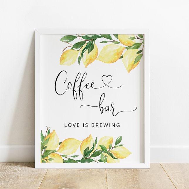 Poster Panneau de la barre de café citron à l'aquarelle (Créateur téléchargé)