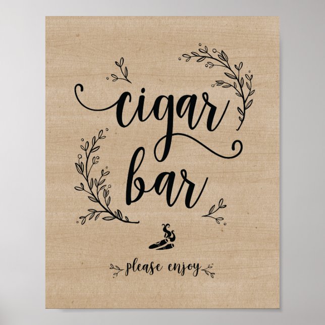 Poster Panneau de la barre de cigar du Mariage Rustic Vin (Devant)