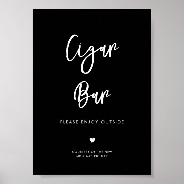 Poster Panneau de la barre de cigares noire contemporaine (Devant)