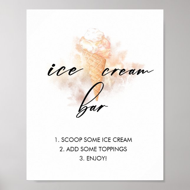 Poster Panneau de la barre de crème glacée Fête des marié (Devant)