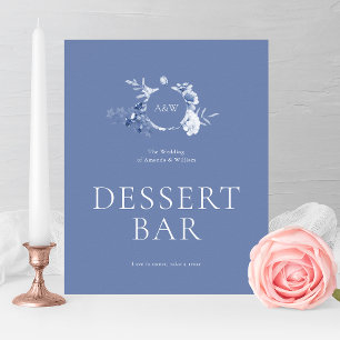 Poster Panneau de la barre de dessert Floral bleu foncé
