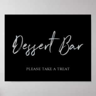 Poster Panneau de la barre de dessert Silver Modern Brush