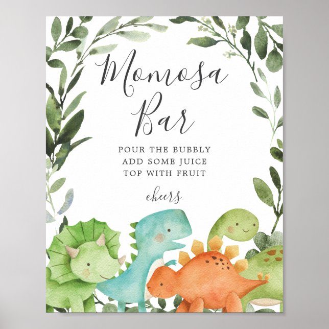 Poster Panneau de la barre de Dinosaures Baby shower Mimo (Devant)
