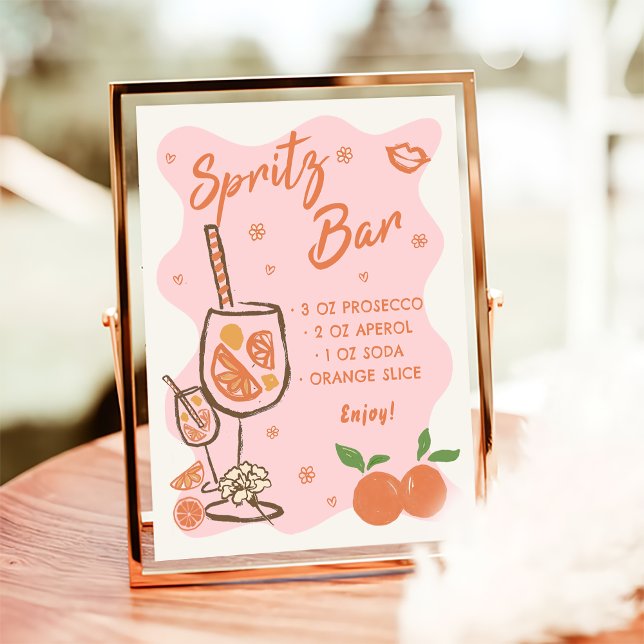 Poster Panneau de la barre de Fête des mariées Aperol Spr (Créateur téléchargé)
