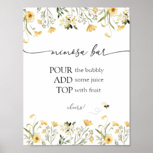 Poster Panneau de la barre de Fleur sauvage Bee Mimosa De