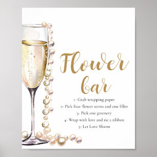 Poster Panneau de la barre de fleurs Gold Pearl & Prosecc