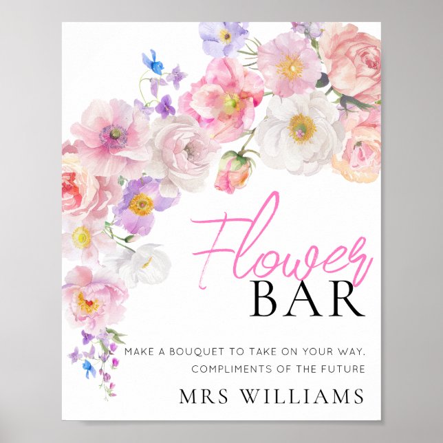 Poster Panneau de la barre de fleurs rose Eloise (Devant)