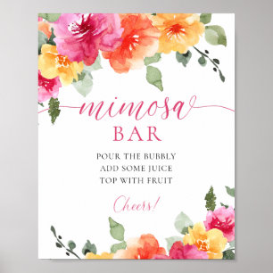 Poster Panneau de la barre de mimosa fleurie colorée