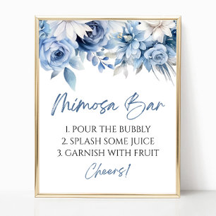 Poster Panneau de la barre de Mimosa moderne bleu foncé