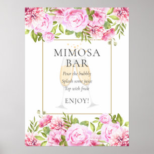 Poster Panneau de la barre de mimosa rose Roses