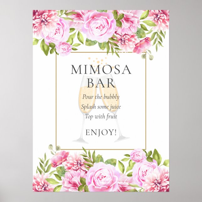 Poster Panneau de la barre de mimosa rose Roses (Devant)