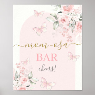 Poster Panneau de la barre de papillon rose Mimosa
