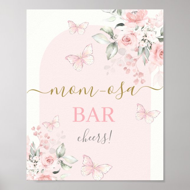 Poster Panneau de la barre de papillon rose Mimosa (Devant)