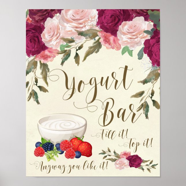Poster panneau de la barre de yaourt mariage ivoire rose  (Devant)