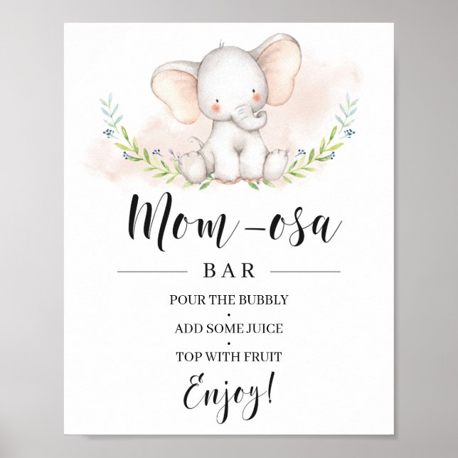 Poster Panneau de la barre d'éléphants pour fille Baby sh (Devant)