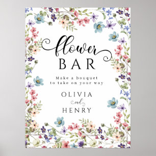 Poster Panneau de la barre des fleurs de printemps rustiq
