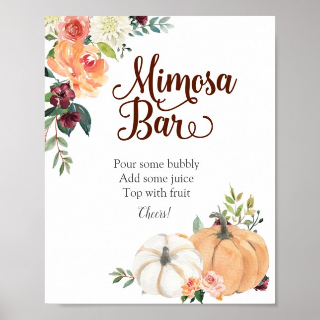 Poster Panneau de la barre Marsala Citrouille Floral Mimo (Devant)
