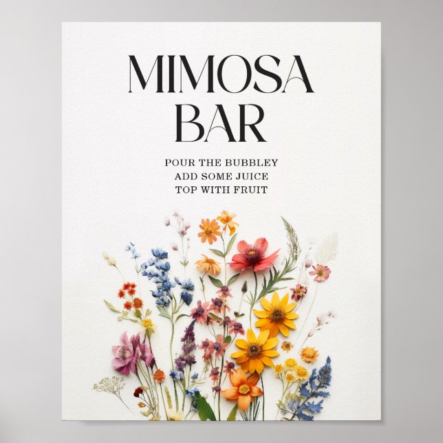 Poster Panneau de la barre Mimosa Baby shower Fleur sauva (Devant)