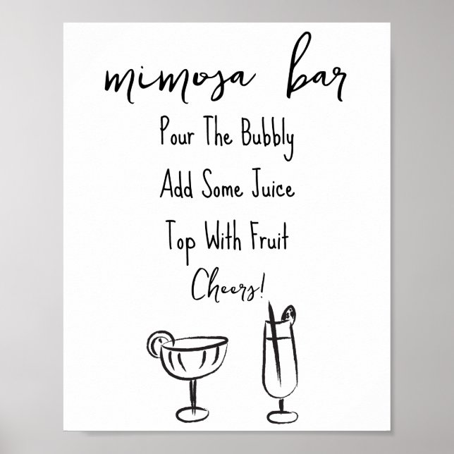 Poster Panneau de la barre Mimosa dessinée à la main (Devant)