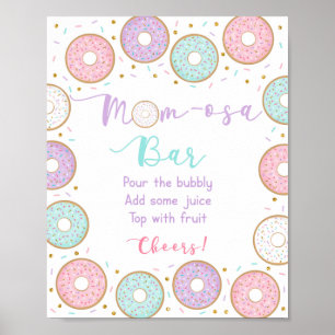 Poster Panneau de la barre Mimosa Donut Pink Gold Pastel