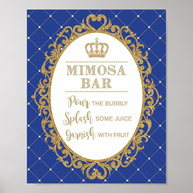 Poster Panneau de la barre Mimosa Royal Blue Gold Prince  (Devant)