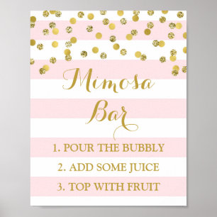 Poster Panneau de la barre Mimosa Stripes roses Gold Conf