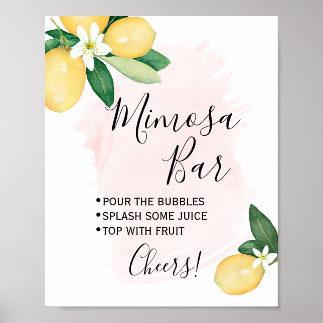 Poster Panneau de la barre Mimosa Wedding shower mariée C (Devant)