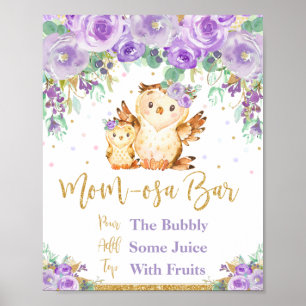 Poster Panneau de la barre Momosa Baby shower de Chouette
