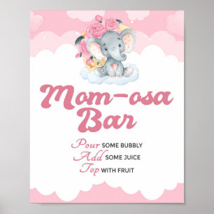 Poster Panneau de la barre Momosa Baby shower Eléphant Ro