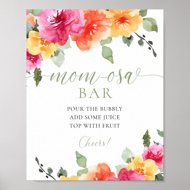 Poster Panneau de la barre MOMOSA florale colorée (Devant)