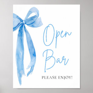 Poster Panneau de la barre ouverte Elegant Dusty Blue Bow