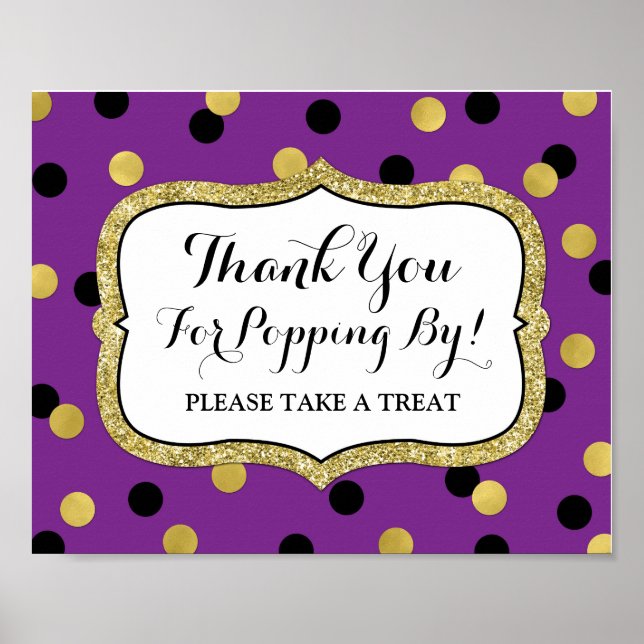 Poster Panneau de la barre Popcorn Purple Noir Confetti (Devant)