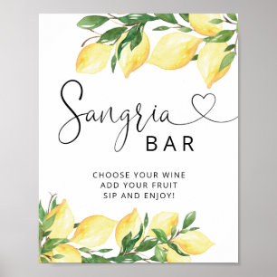 Poster Panneau de la barre Sangria de citron Élégante aqu