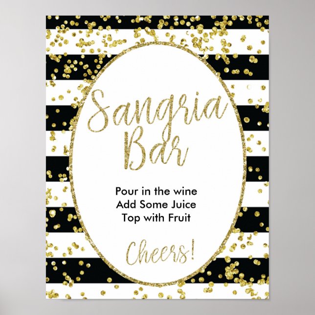 Poster Panneau de la barre Sangria en noir et blanc (Devant)