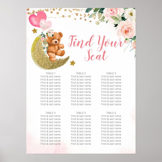 Poster Panneau de la carte de siège de l'ours en peluche  (Devant)