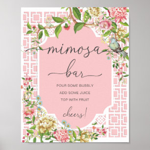 Poster Panneau de la chaudière chinoise rose Baby shower 