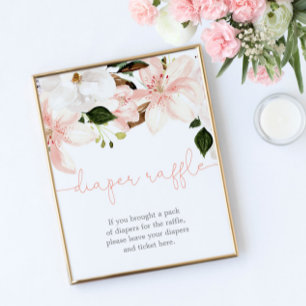 Poster Panneau de la couche baby shower rose pâle fleuri