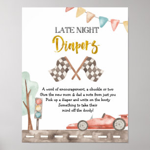 Poster Panneau de la couche nocturne du Baby shower de co