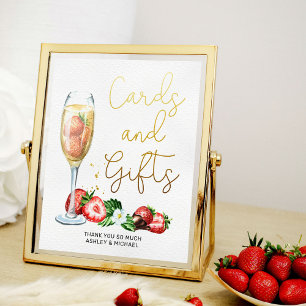 Poster Panneau de la Fête des mariées Champagne & Fraises