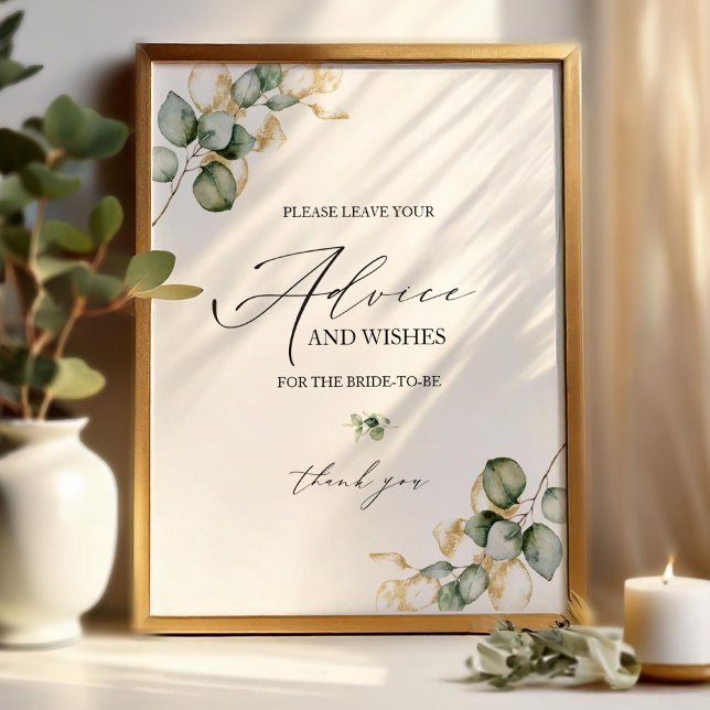 Poster Panneau de la Fête des mariées Gold Greenery (Créateur téléchargé)