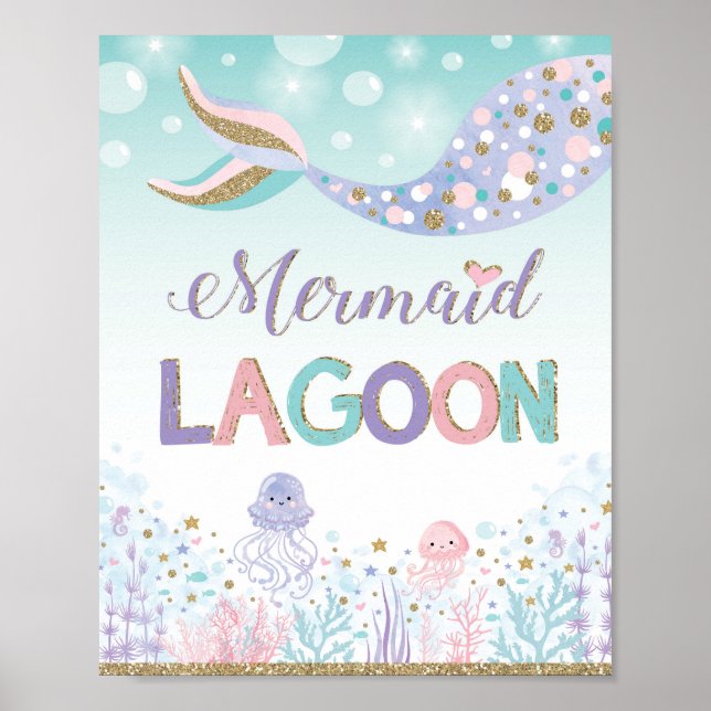 Poster Panneau de la lagune des sirènes sous la mer océan (Devant)