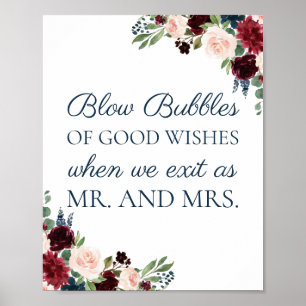 Poster Panneau de la Marine Marsala Mariage bulles de bon
