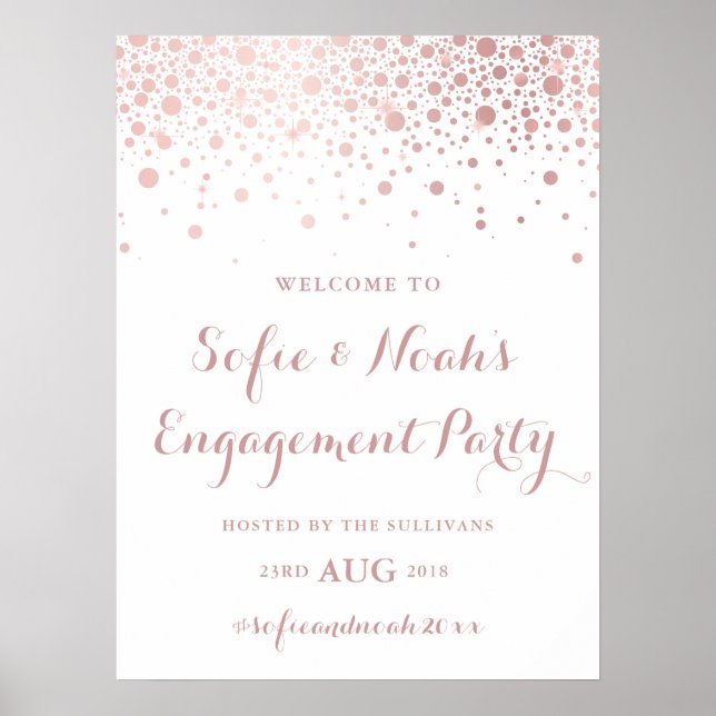 Poster Panneau de la partie d'engagement Faux Rose Gold F (Devant)