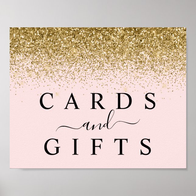Poster Panneau de la Parties scintillant Blush Pink & Gol (Devant)