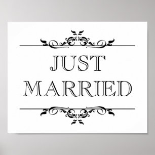 Poster Panneau de la prop photo mariage Just Married open