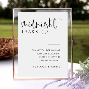 Poster Panneau de la Snack Mariage Minimaliste Moderne