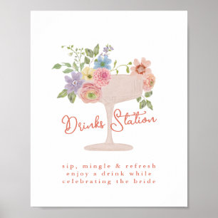 Poster Panneau de la Station de Boissons pour une Mariée 